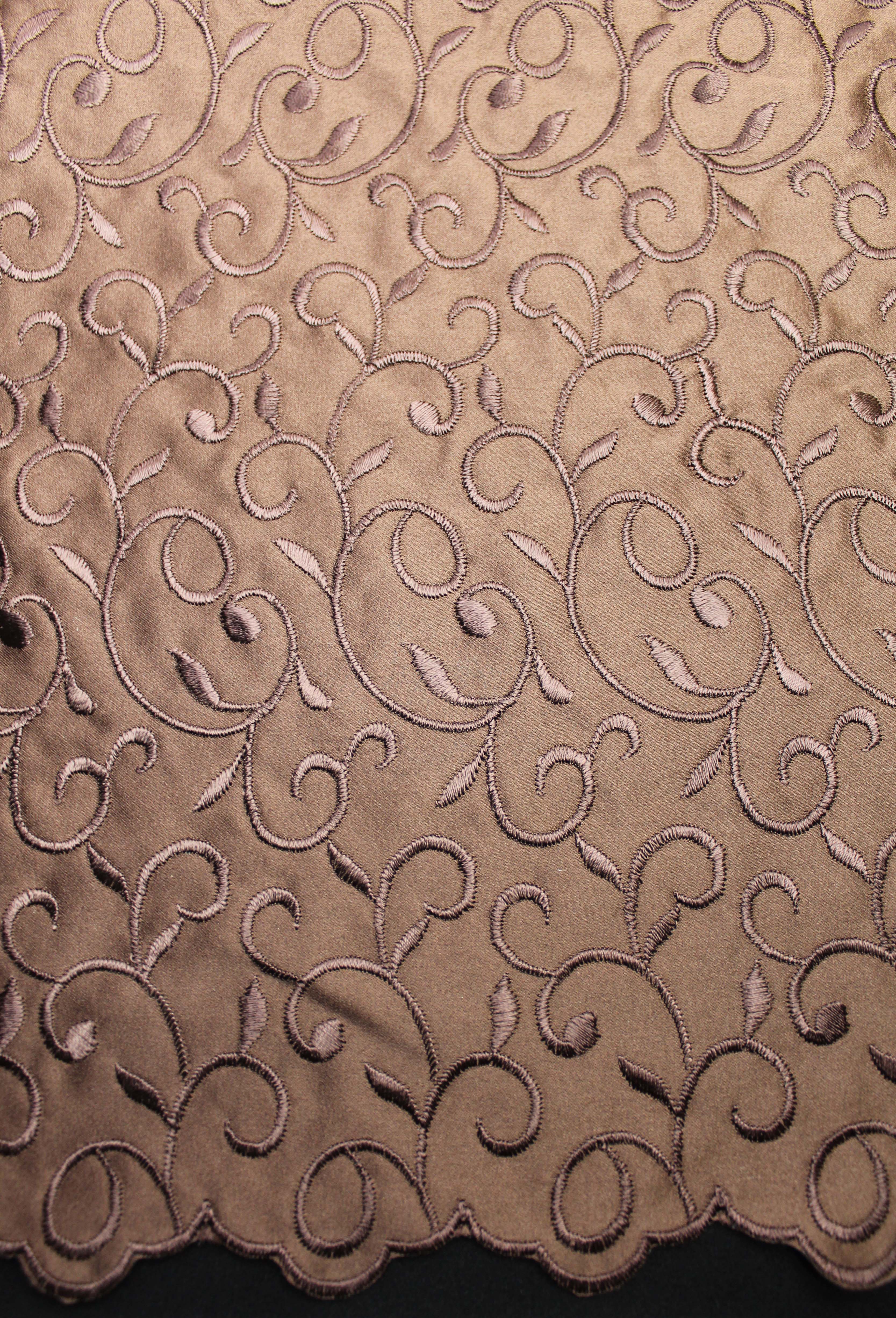 EMBROIDERED DUCHESS SATIN - CHOC